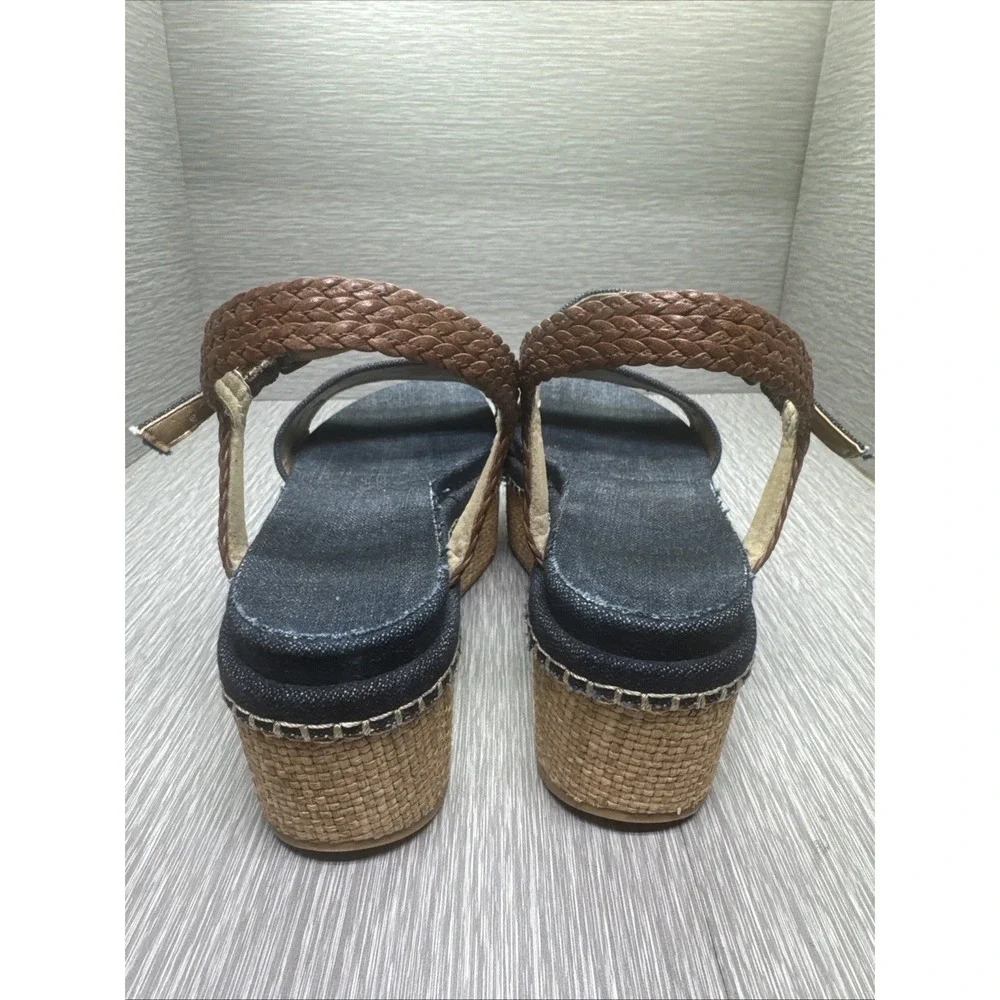 Stuart Weitzman‎ Espadrille Wedge Blue Ankle Strap Sandals Women 8 Boho
